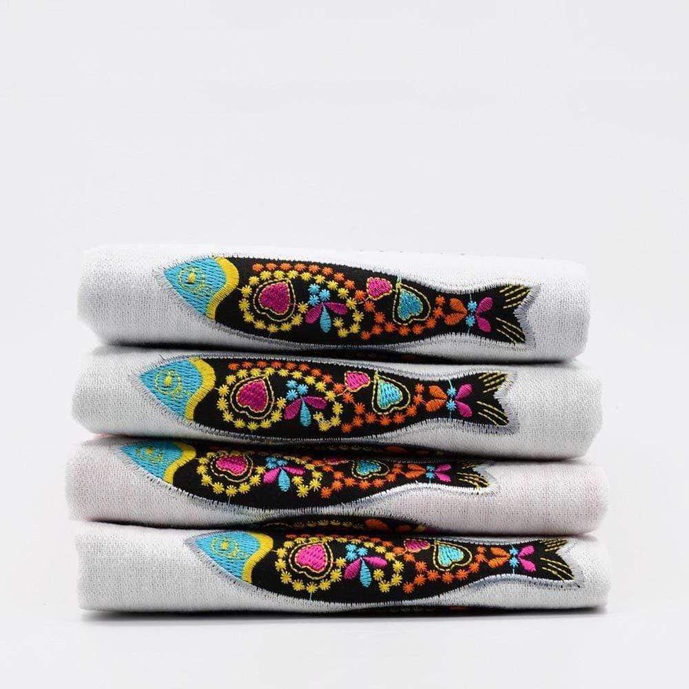 Torchon de cuisine brodé I Motifs portugais Torchon de cuisine brodé "Sardinha"