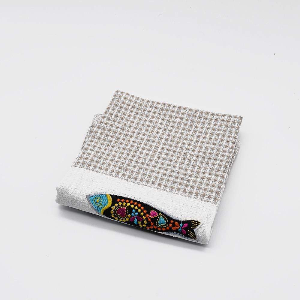 Torchon de cuisine brodé I Motifs portugais Torchon de cuisine brodé "Sardinha" Beige