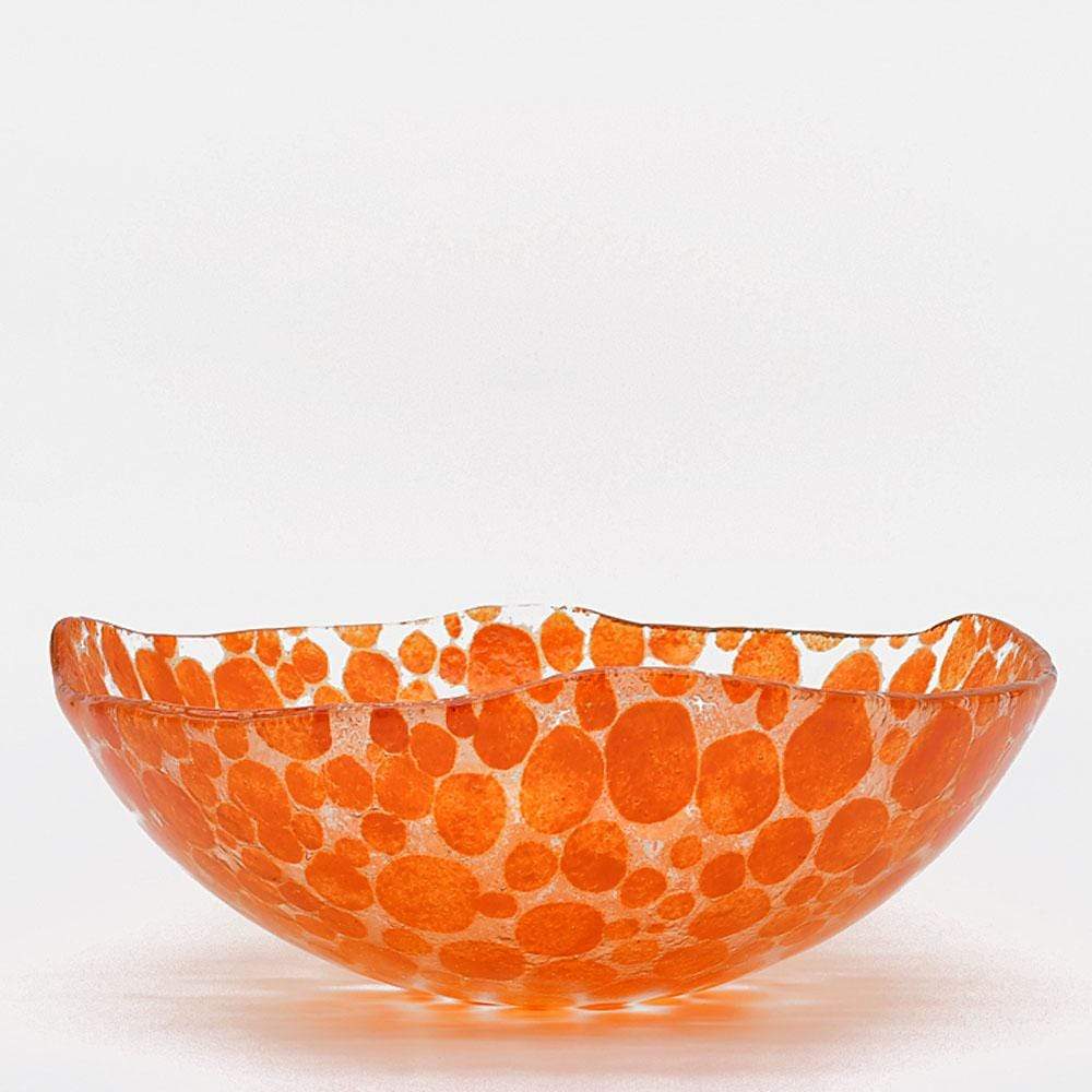 Vase en verre de Marinha Grande I Artisanat portugais Saladier en verre orange
