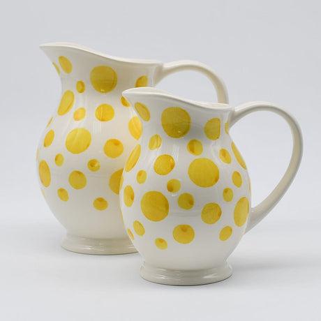 Vase unique en céramique Bleue cobalt Pichet à pois en céramique - Jaune